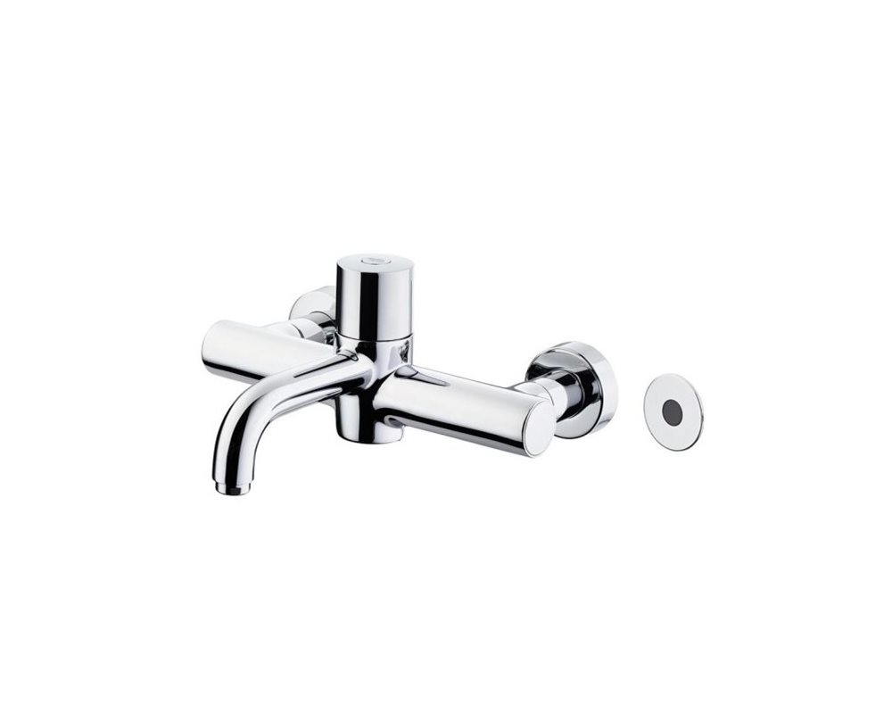 Chrome healthcare wall mounted sensor tap with fixed spout
