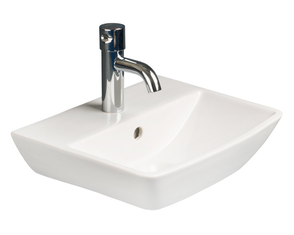 Langley 400 Wall Hung Basin with centre tap hole on white background