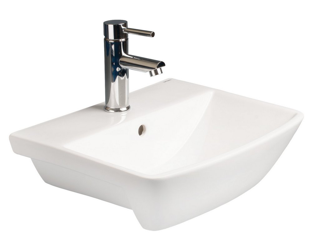 Langley 500 Semi Recessed Basin with centre tap hole on white background
