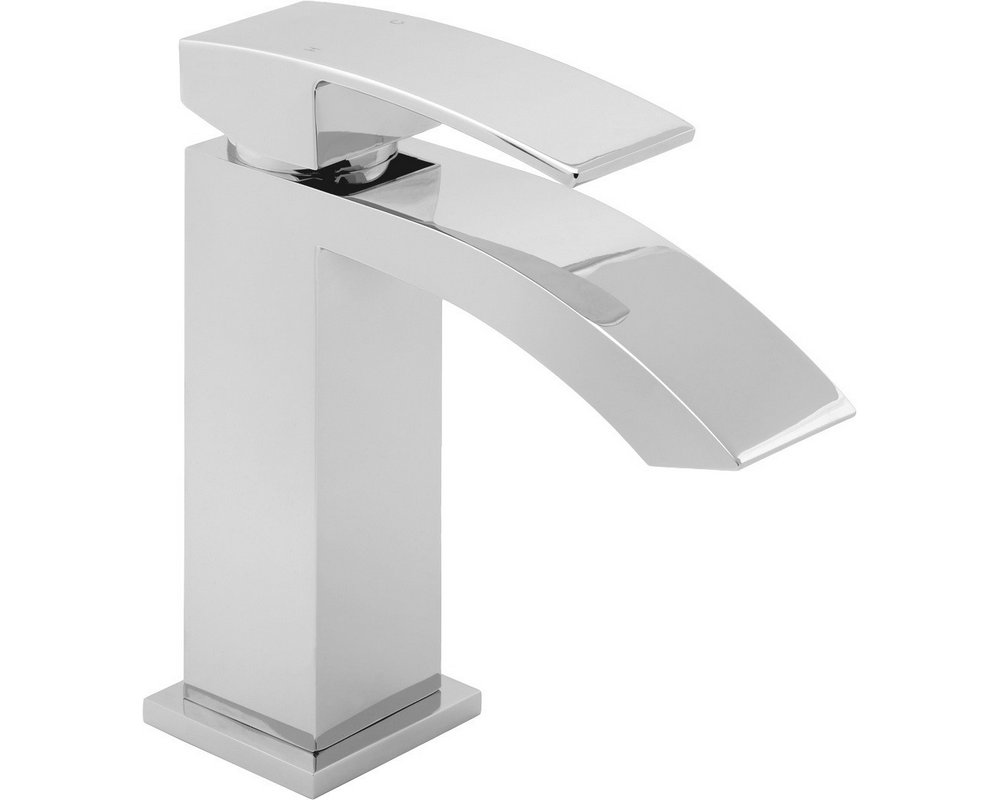 Swoop Deck Mounted Mono Basin Mixer Tap on white background
