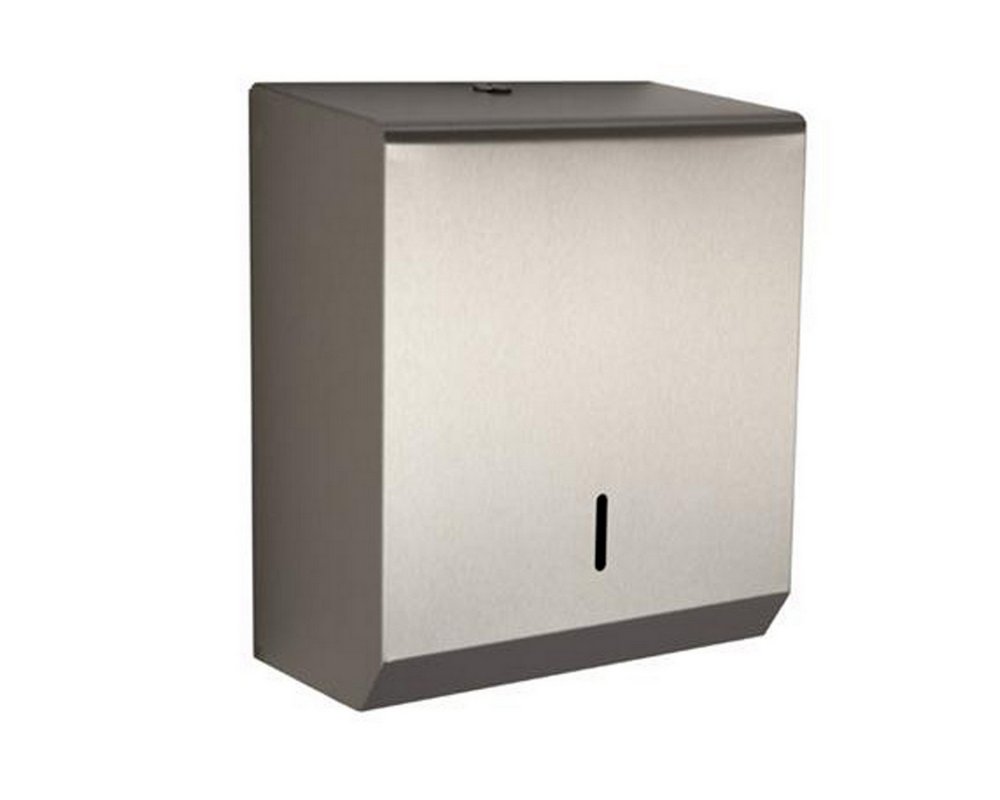 Lockable wall mounted stainless steel paper towel dispenser