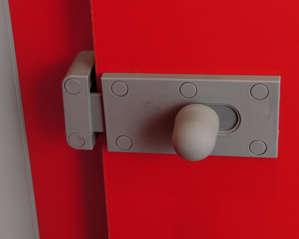 Toilet Cubicle Lock on 'bright red' toilet cubicle door