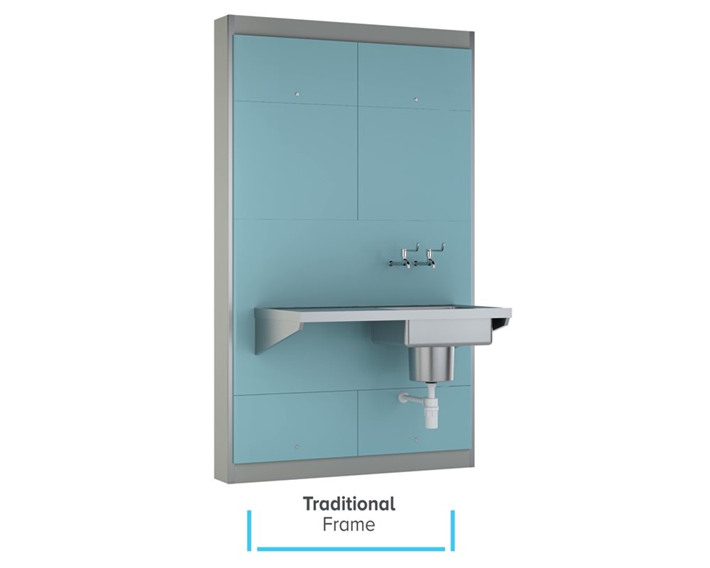 Healthcare IPS Traditional Boxed Out Unit Plaster Sink Assembly with Panel Mounted Bib Taps (HBN reference: PS H)