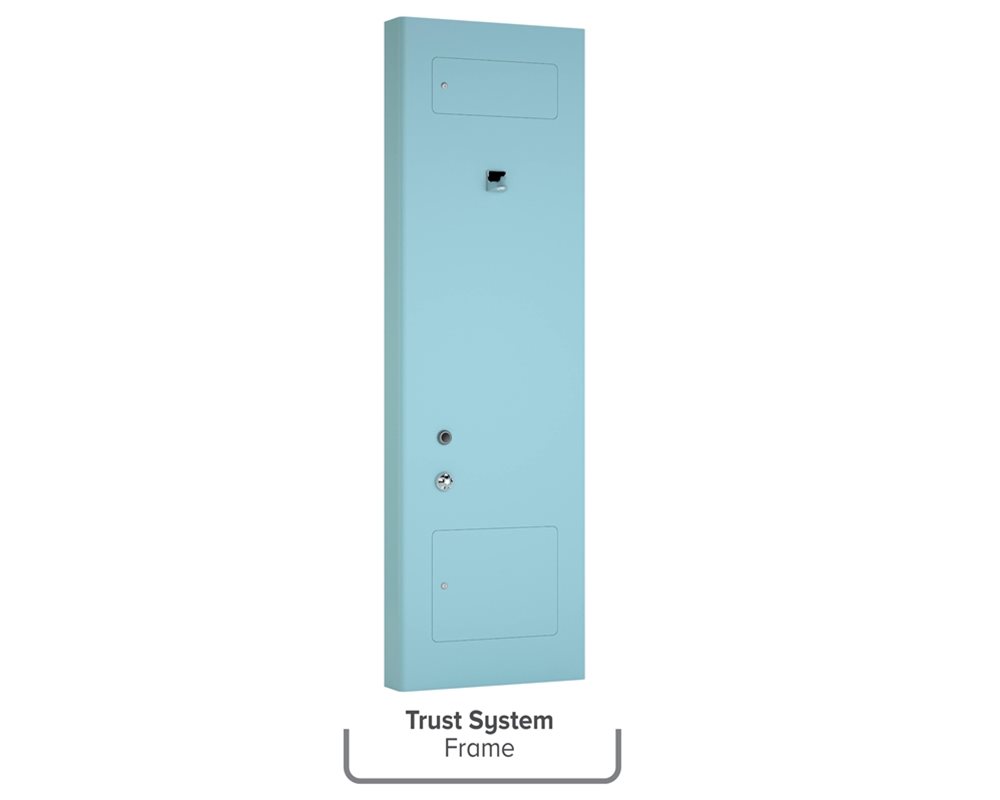 Healthcare IPS Trust System Postformed Unit with High Risk Anti-Ligature Shower Assembly featuring small integrated shower head and temperature bending valve.