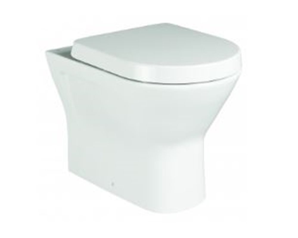 Langley soft close white toilet seat and cover, on the WC, with a white background