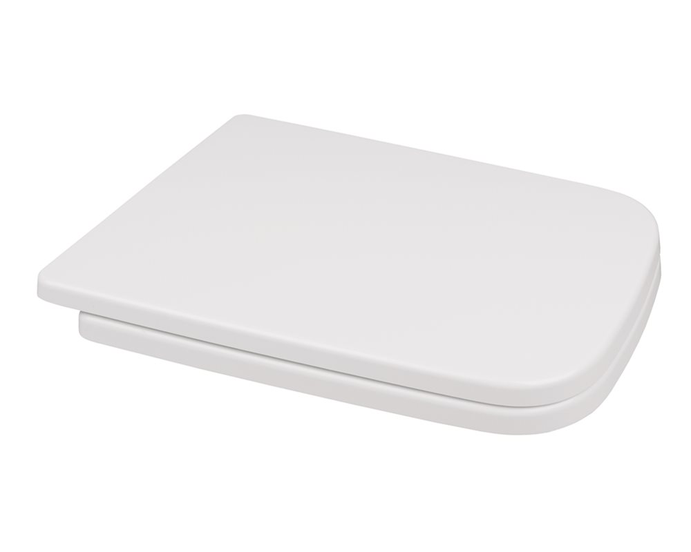 Marden soft close white toilet seat and cover with a white background
