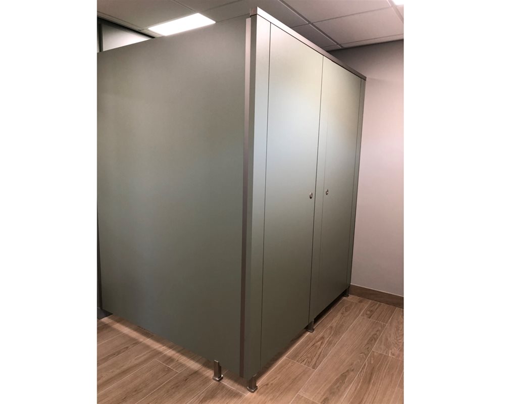 Bushboard Washrooms | Definition Toilet Cubicles | Sage Green Colour