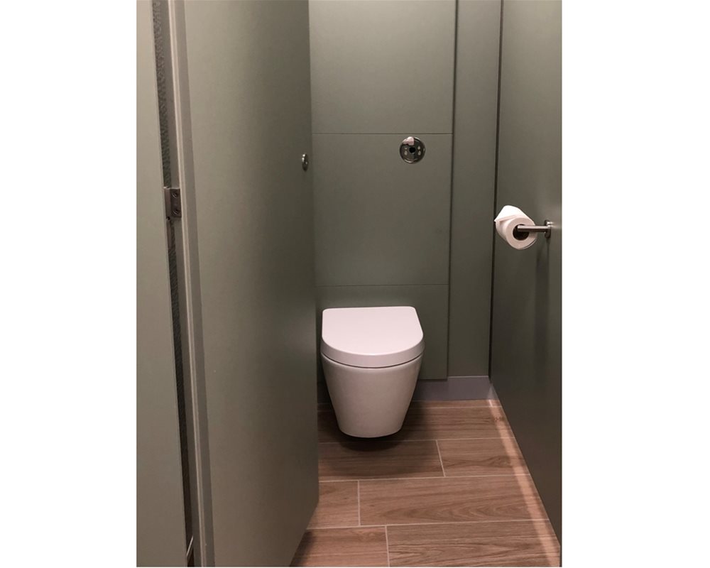 Bushboard Washrooms | Definition Toilet Cubicle | Sage Green Colour
